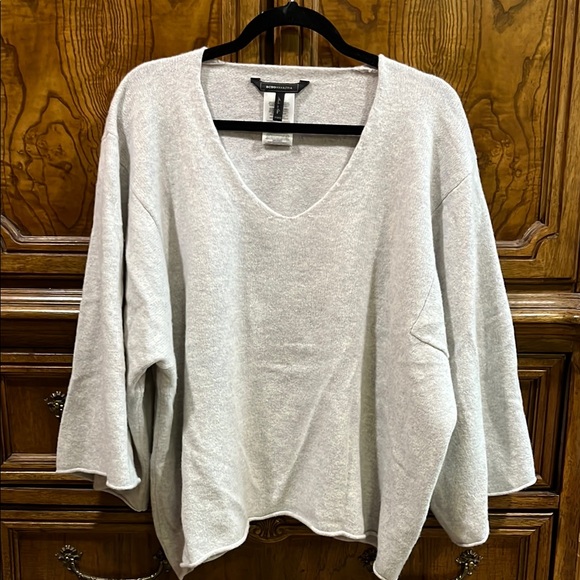 BcBGmaxazaria Heather Gray Oversized V-Neck Sweater - Picture 1 of 1